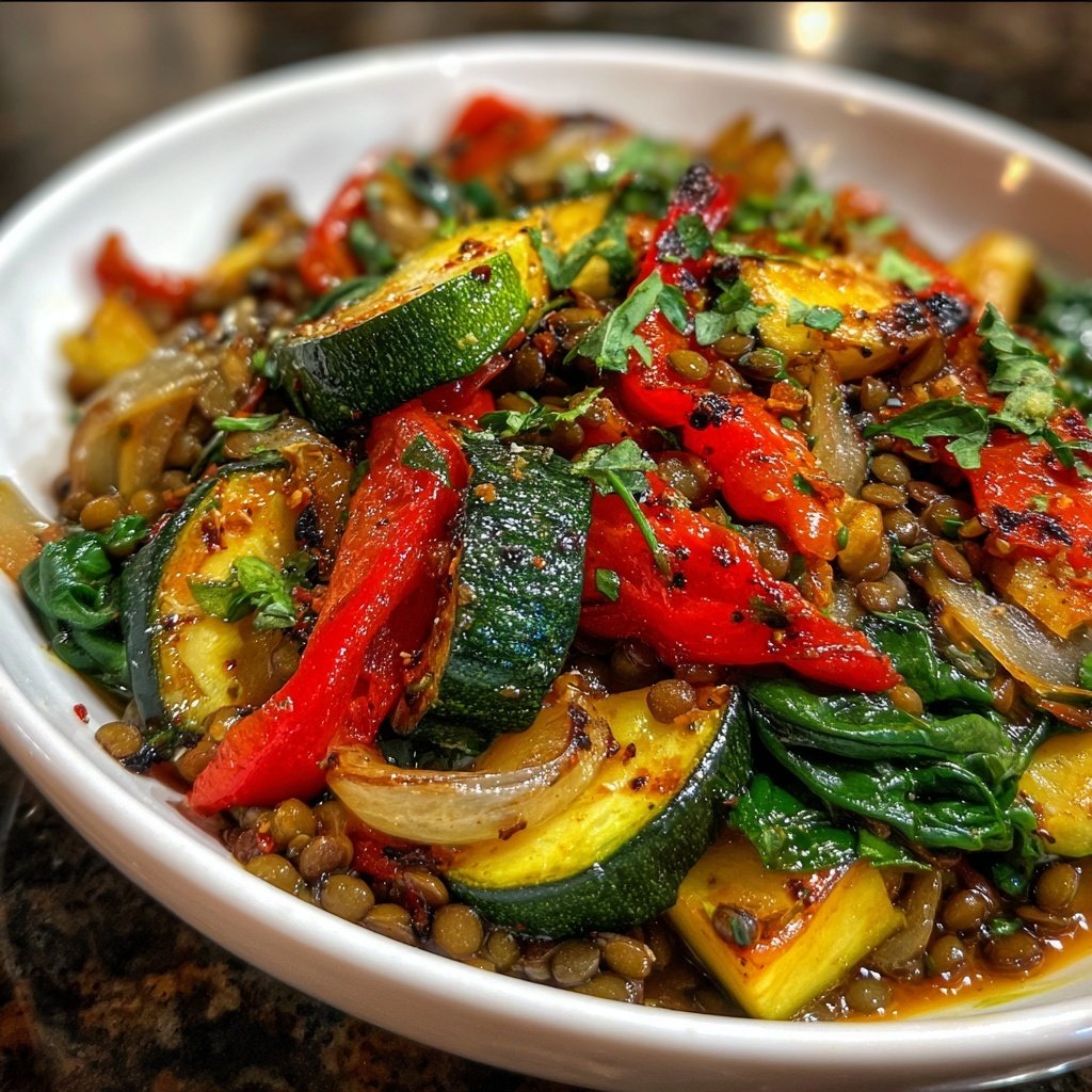 Roasted Veggie Lentil Skillet