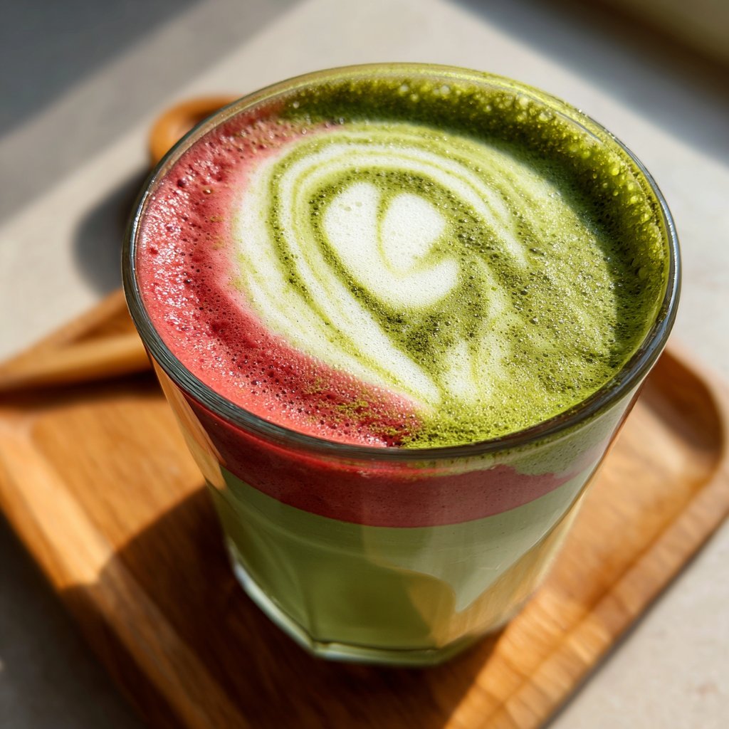 Strawberry Matcha Latte With Cream