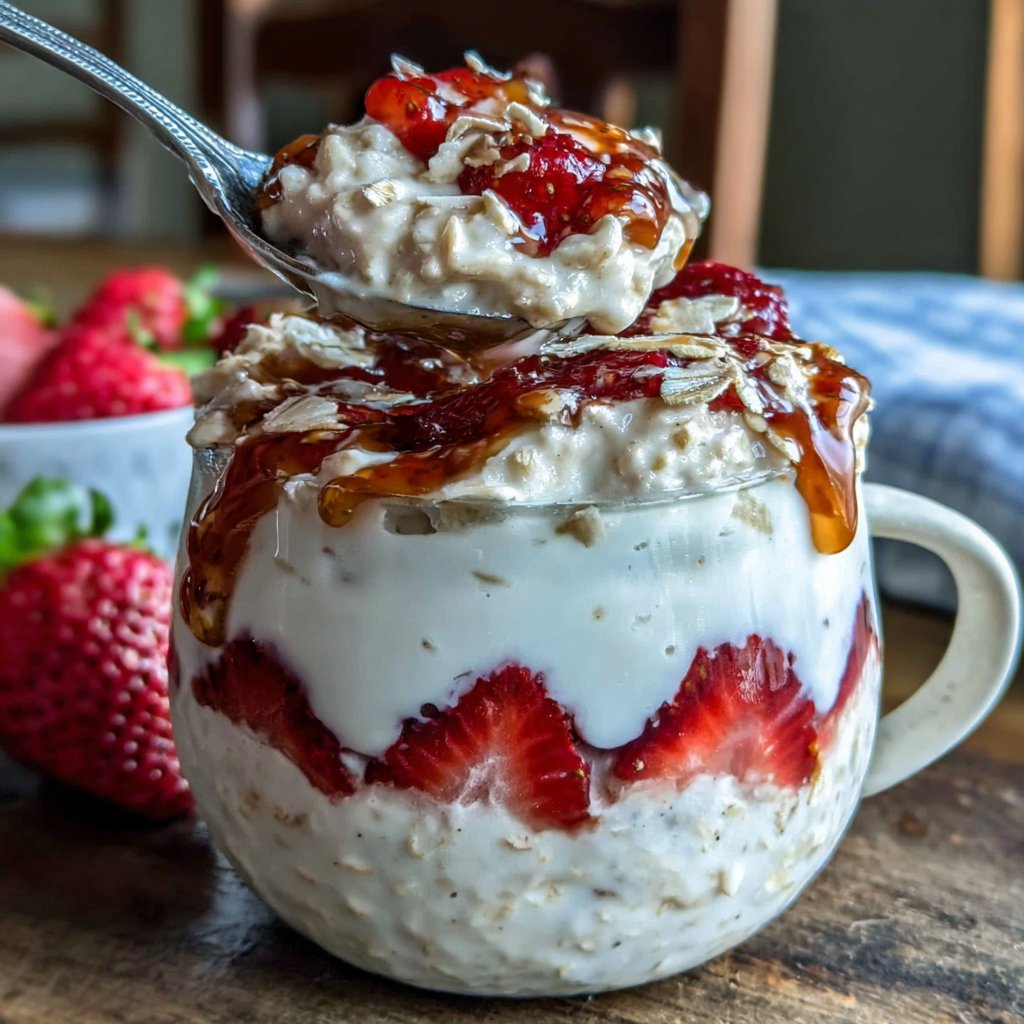 Strawberry Cream Overnight Oats