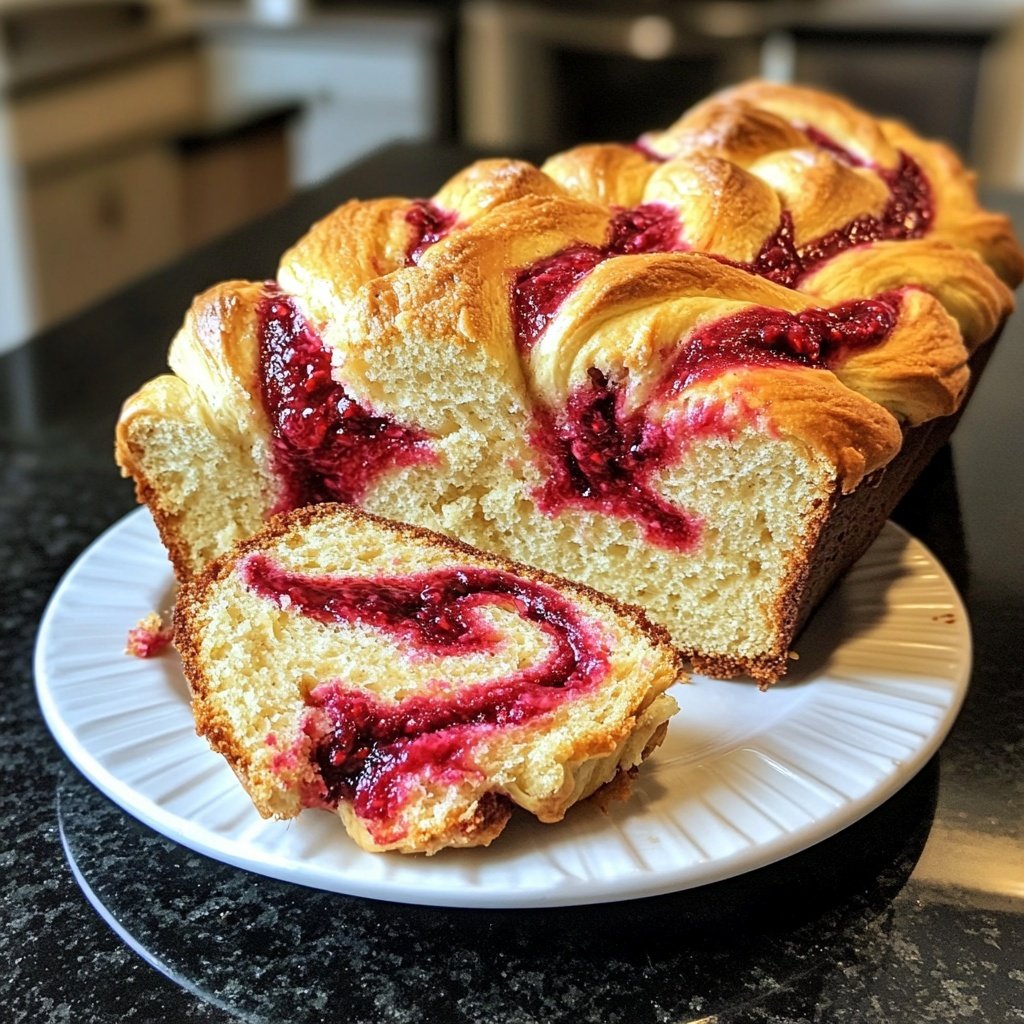 Raspberry Swirl Brioche Loaf Recipe for Breakfast or Dessert