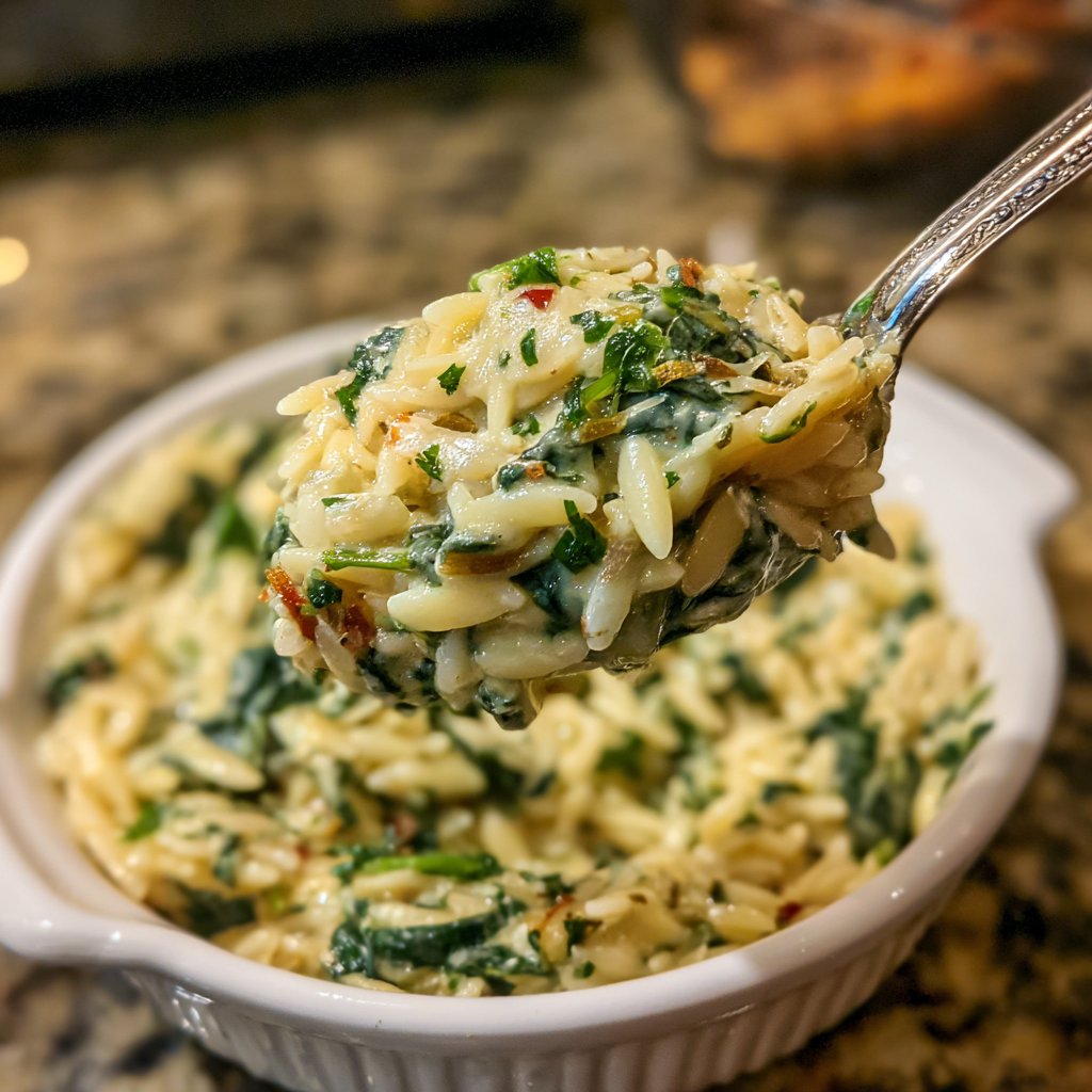 Creamy Spinach Parmesan Orzo