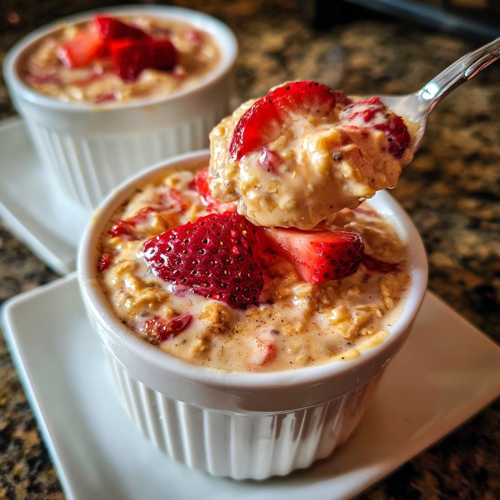 Strawberry Cheesecake Overnight Oats With Chia