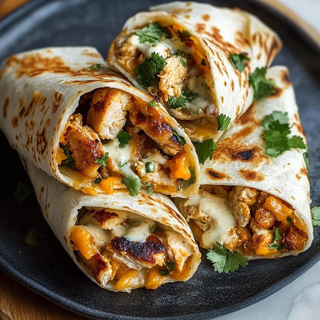 Ooey-Gooey Cheesy Garlic Chicken Wraps