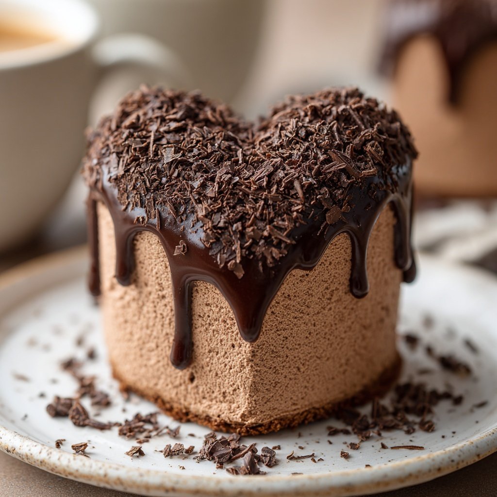 Mini Heart Cake with Mocha Frosting